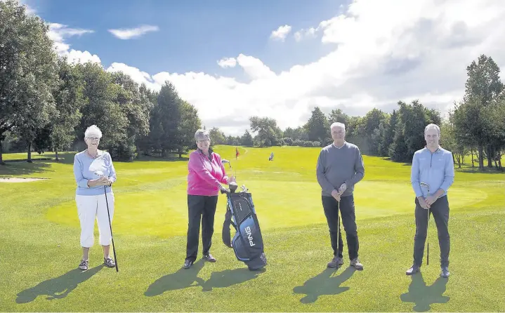  ??  ?? North Wales Tourism’s new golf festival this autumn: Pictured at Rhuddlan Golf Club are Lady Captain Elma McIndoe, Mandy Evans, NWT, Steve Jones, the club’s committee chairman and Andrew Carr, the club profession­al and Captain.