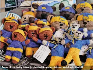  ?? ?? Some of the teddy bears to give to Ukrainian children arriving in the UK
