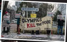  ?? GETTY IMAGES ?? Protest: locals are angry the Olympics are set to go ahead in the National Stadium