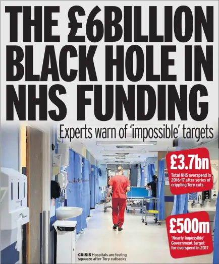  ??  ?? CRISIS Hospitals are feeling squeeze after Tory cutbacks