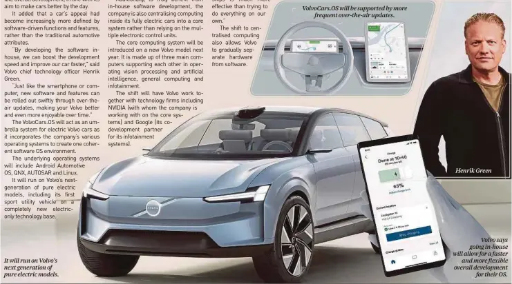  ??  ?? It will run on Volvo’s next generation of pure electric models.
VolvoCars.OS will be supported by more frequent over-the-air updates.