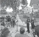  ?? ELLIOT HUGHES/ MILWAUKEE JOURNAL SENTINEL ?? Acting Police Chief Jeffrey Norman briefs the media after officers shot and killed a man who Norman said fired on them first.