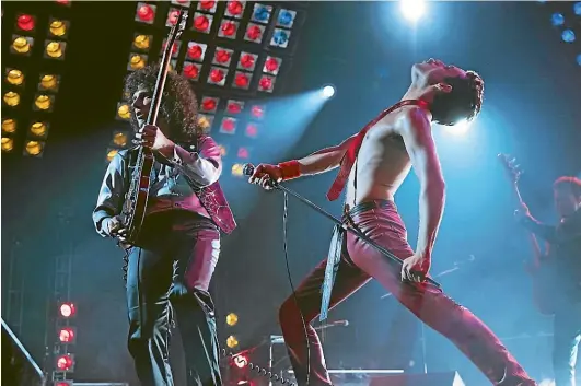  ??  ?? Rami Malek gives an astonishin­g performanc­e as Freddie Mercury.