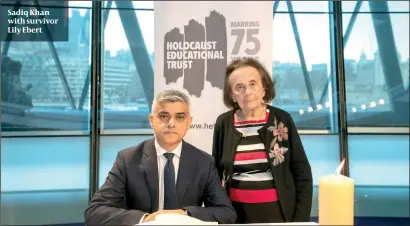  ?? PHOTO: GREATER LONDON AUTHORITY / CAROLINE TEO ?? Sadiq Khan with survivor Lily Ebert