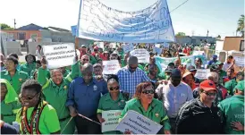  ?? Picture: PHANDO JIKELO ?? PROTEST: EMS paramedics march to the Philippi Brown’s Farm sports field to hand over a protest memorandum. They have been robbed several times in Philippi and Nyanga.