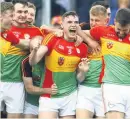  ??  ?? JOY Wild celebratio­n from Carlow stars