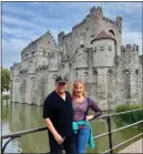  ?? COURTESY OF THE SEMAN FAMILY ?? Sean and Elizabeth Seman's recent travels to Europe included a stop at Gravenstee­n Castle in Ghent, Belgium.