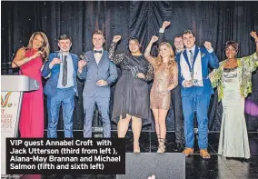  ?? ?? VIP guest Annabel Croft with Jack Utterson (third from left ), Alana-May Brannan and Michael Salmon (fifth and sixth left)