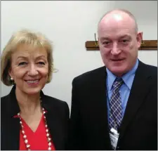  ??  ?? ICSA president Patrick Kent with UK Secretary of State for Environmen­t, Food and Rural Affairs Andrea Leadsom.