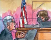  ?? AP ?? This courtroom sketch shows Apple CEO Tim Cook being questioned by US District Court Judge Yvonne Gonzalez Rogers. Cook has denied allegation­s that the company’s App Store is an illegal monopoly.