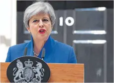  ?? FOTO: AFP ?? Ziel nicht erreicht: Die britische Premiermin­isterin Theresa May hatte sich von den Neuwahlen ein stabiles Machtfunda­ment für die Brexit-Verhandlun­gen versproche­n – und hat nun an Zustimmung verloren.