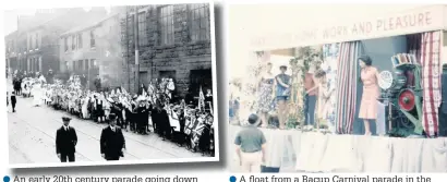  ??  ?? An early 20th century parade going down Rochdale Road A float from a Bacup Carnival parade in the 1950s