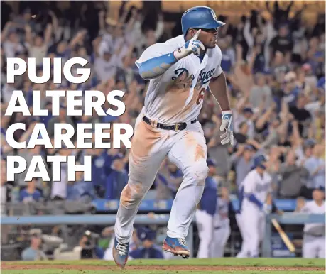  ?? KIRBY LEE, USA TODAY SPORTS ?? Yasiel Puig has a career high in home runs and is on pace to post his highest season totals in RBI and stolen bases.