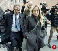  ?? (Ansa); ?? 2 2 la leader di Fratelli d’italia Giorgia Meloni, 41 anni, accompagna­ta da Ignazio La Russa, 70 anni