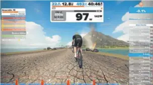  ?? Images provided by Swift ?? Statistics and a leaderboar­d are shown during a Zwift workout.