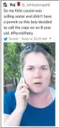  ?? PHOTO BY @_ETHIOPIANG­OLD ?? An image of Alison Ettel taken from a Twitter video, showing her allegedly calling the police on an 8-year-old girl for selling water.