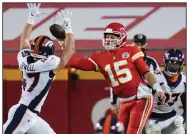  ??  ?? Patrick Mahomes (right) and the Kansas City Chiefs are set for a matchup today against a Miami Dolphins team that has allowed the second-fewest points in the NFL.