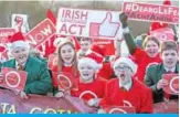  ?? — AFP ?? BELFAST: Activists calling for an Irish language act demonstrat­e as Britain’s Northern Ireland Secretary Julian Smith holds talk with leaders of Northern Ireland’s political parties at Stormont House yesterday.