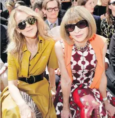  ?? VICTOR BOYKO/GETTY IMAGES ?? Celine Dion, left, and U.S. Vogue editor-in-chief Anna Wintour sat side by side at a show during Paris Couture Week.