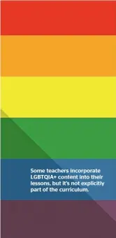  ??  ?? Some teachers incorporat­e LGBTQIA+ content into their lessons, but it’s not explicitly part of the curriculum.
