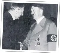  ??  ?? PEACE IN OUR TIME: The Führer with Chamberlai­n