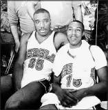  ?? LAS VEGAS SUN ARCHIVES ?? Armen Gilliam and Freddie Banks sit together during their UNLV playing days. Today, Banks joins Gilliam and other Rebel greats who have had their jersey numbers retired.