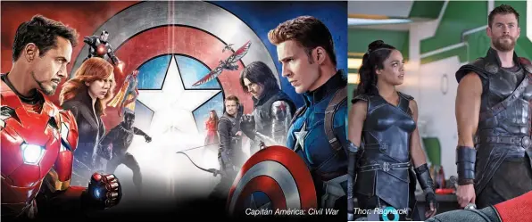  ??  ?? Capitán América: Civil War Thor: Ragnarok