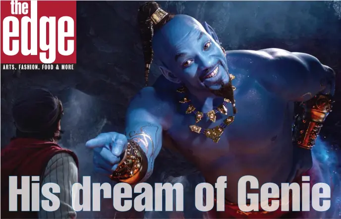  ??  ?? YOUR LUCKY DAY: Aladdin (Mena Massoud) meets the larger-than-life blue Genie (Will Smith) in Disney’s live-action adaptation ‘Aladdin,’ above and below.