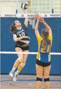  ?? JULIE JOCSAK THE ST. CATHARINES STANDARD ?? Montana Taylor of Eden spikes the ball at Niagara College’s Welland campus.