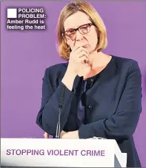  ??  ?? ®Ê POLICING PROBLEM: Amber Rudd is feeling the heat