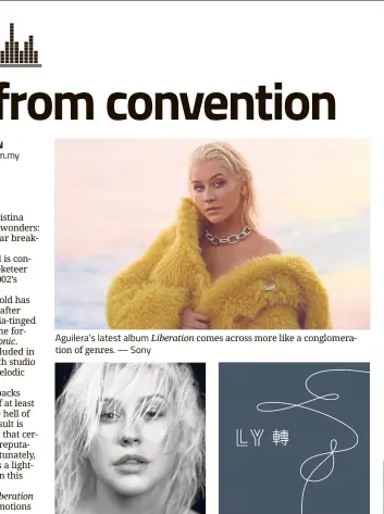  ?? .—Sony ?? Aguilera’s latest album Liberation comes across more like a conglomera­tion of genres