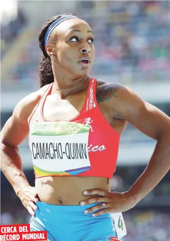  ??  ?? Jasmine Camacho-quinn quedó el sábado a tan solo 12 centésimas de un segundo de igualar la marca mundial del evento 100 metros con vallas.
