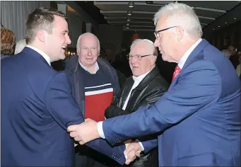  ??  ?? Cllr. John McGahon (left) and Fergus O’Dowd TD at the Fine Gael general election convention in The Crowne Plaza.