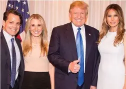  ??  ?? Split: Anthony Scaramucci and wife Deidre with the Trumps