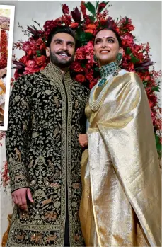  ??  ?? Ranveer and Deepika at their Bengaluru wedding reception