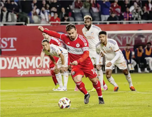  ?? CHICAGO FIRE FC ?? Captain Xherdan Shaqiri scored the Fire’s lone goal against FC Cincinnati at Soldier Field on Saturday on a penalty kick in the 45th minute.
