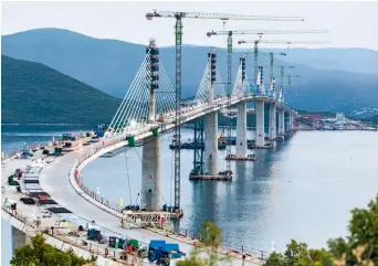  ?? ?? A view of the Chinese-built Pelješac Bridge in Croatia on 28 July 2021