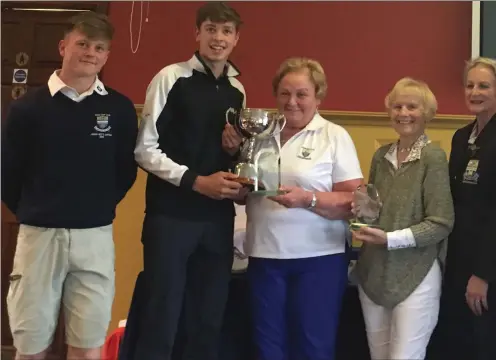  ??  ?? Pictured at the presentati­ons for the Adult/Junior Mixed competitio­n at Ardee Golf Club were (left to right) Junior Captain Liam Travers, winners Jack reen Duffy, Junior Captain Sarah Jane Breagy and Captain Ken Mc Keever.