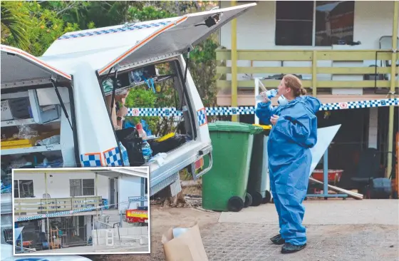  ??  ?? A scenes of crime officer investigat­ing the suspicious death of a man at a Belgian Gardens house.