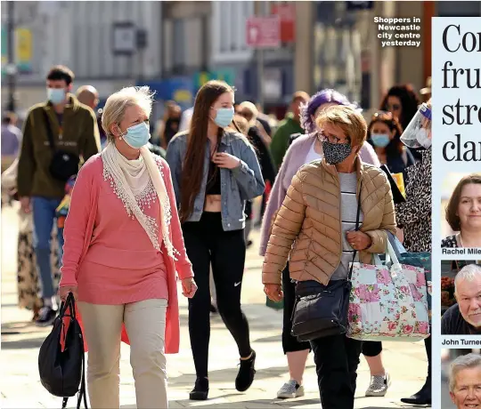  ??  ?? Shoppers in Newcastle city centre yesterday