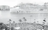  ?? — Gambar AFP ?? MENGAGUMKA­N: Icon of the Seas memulakan pelayaran sulung selama seminggu dari Pelabuhan Miami, Florida kelmarin.