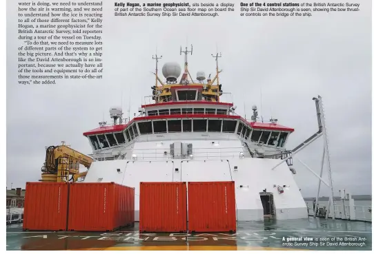  ?? ?? A general view is seen of the British Antarctic Survey Ship Sir David Attenborou­gh.