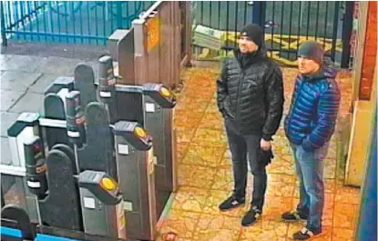  ?? REUTERS ?? Alexander Petrov y Ruslan Boshirov son señalados por envenenar a Serguéi Skripal y a su hija en marzo.