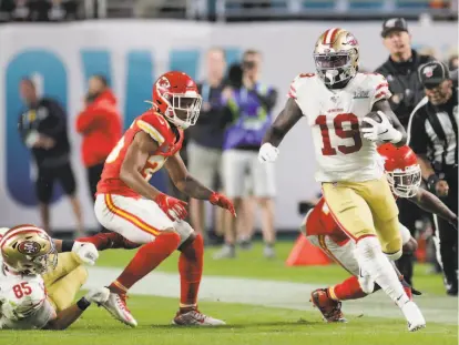  ?? Carlos Avila Gonzalez / The Chronicle ?? Niners wide receiver Deebo Samuel capped a stellar debut season with an MVPcaliber effort in the Super Bowl.