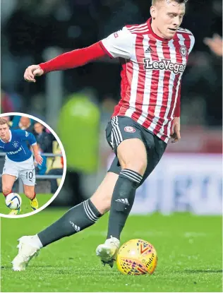  ?? ?? Lewis Macleod at Brentford and (inset) Rangers before injury ended his career