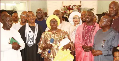  ??  ?? Mrs. Esther Kwaghe, Director in Charge, Nigeria Christian Pilgrim Commission (middle) with some staff of the NCPC, during a thanksgivi­ng service for the successful completion of the 2019 annual pilgrimage to Israel, Rome and Greece, at the EYN Church of the Brethren, in Utako, Abuja...recently