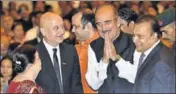  ?? HT FILE ?? Kokilaben Ambani, wife of late Dhirubhai Ambani, actor Anupam Kher, Congress leader Ghulam Nabi Azad and chairman of the Reliance ADA Group Anil Ambani in New Delhi in 2016.