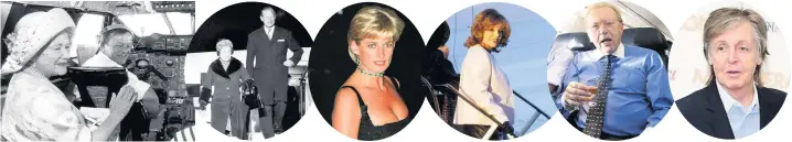  ??  ?? Famous high fliers have included: The Queen Mother, the Queen and the Duke of Edinburgh, Princess Diana, Dame Joan Collins and Sir David Frost who were on Concorde’s final flight, and Sir Paul McCartney