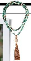  ??  ?? Green agate and Swarovski crystal Marrakesh necklace, Sisco Berluti ($298). Impulse by Adamas Fine Jewelry, 180 Linden St., Wellesley, 781-416-1800; trustyouri­mpulse.com