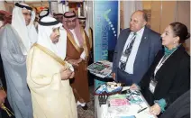  ??  ?? ‘FIRM’ RESPONSIBI­LITY: TVTC Gov. Ali Al-Ghafis, left, visiting a stall at the exhibition held at the King Faisal Conference Hall in Riyadh on Sunday. (AN photo by Saad Al-Anezi)